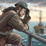 Рабочий вахтовик на нефтяной вышке